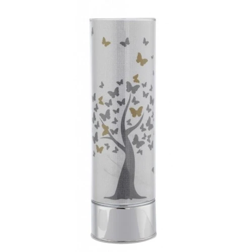 LAMPADA IN VETRO H. 30 CON DECORO ALBERO E FARFALLE