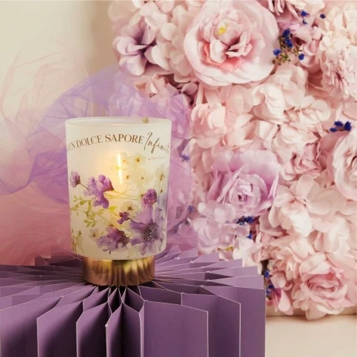 Lampada LED Claraluna in Vetro: Atmosfera Floreale per il tuo Matrimonio cm.8,8x8,8x12,5