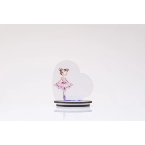 Bomboniera Cuorematto Solidale Comunione Bambina: Lampada a Cuore LED con Ballerina cm.7
