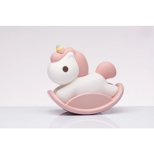 Lampada LED Cavallo a Dondolo Rosa Cuorematto - Bomboniera Solidale Nascita e Battesimo Bimba cm.15x9x13