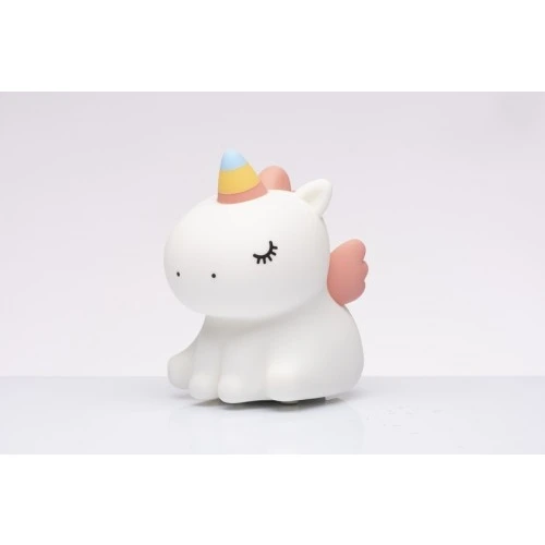 Lampada LED Unicorno in Silicone Cuorematto - Bomboniera Solidale Moderna Bimbo e Bimba cm.9x13x14