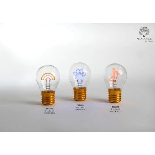 Bomboniera Per Comunione Con Scatola Regalo: Lampadina Con Arcobaleno 11.3 Cm.