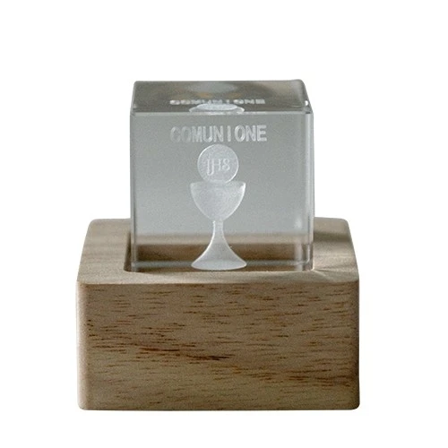 LAMPO CUBO CRYSTAL CM.6X6 BOMBONIERA COMUNIONE 