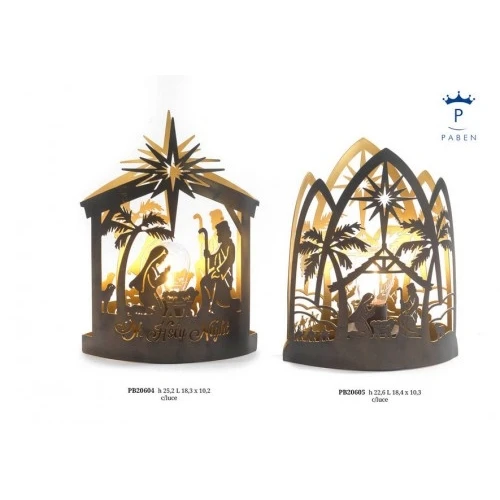 LANTERNA CON NATIVITA' 22.6 CM. METALLO LUCE
