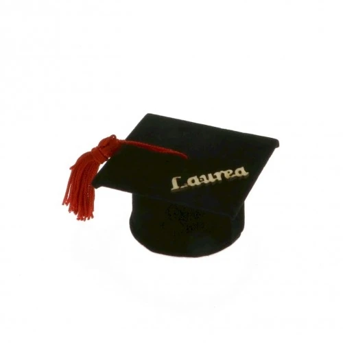 PORTACONFETTI LAUREA TOCCO CON SCRITTA NERO 