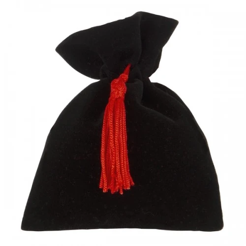 SACCHETTO CONFETTI LAUREA VELVET BAG CM.8X10 NERO 