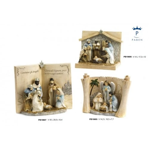 LIBRO CON GRUPPO NATIVITA' E RE MAGI 14 CM. RESINA