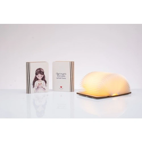 Bomboniera Solidale Comunione Bambina: Lampada LED Libro Aperto Cuorematto