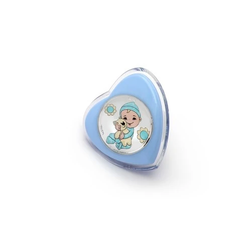 LUCE NOTTURNA CUORE BIMBO CON PELUCHE CELESTE