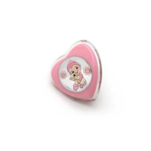 LUCE NOTTURNA CUORE BIMBO CON PELUCHE ROSA