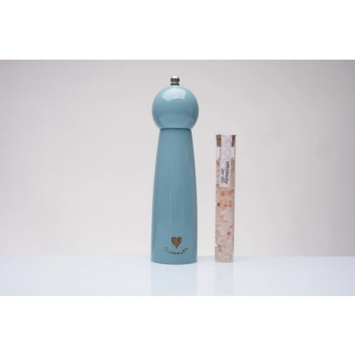 Macinasale in Legno Cuorematto con Sale dell'Himalaya - Bomboniera Matrimonio Solidale e Utile cm.21,5 Ottanio