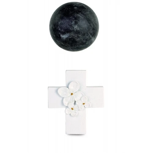 MAGNETE CROCE BIANCA FIORI GLITTER