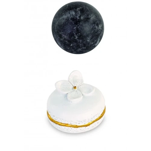 MAGNETE MACARON BIANCO FIORI GLITTER