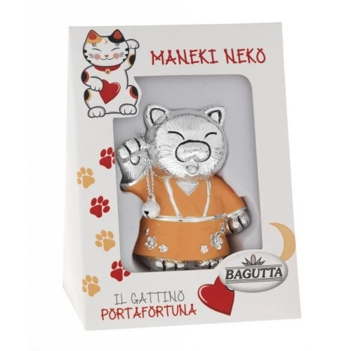 MANEKI NEKO CON ZAMPA DX ALZATA - ARANCIO