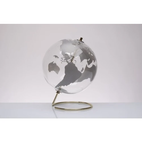 Mappamondo in Vetro Colorato Cuorematto: un regalo solidale cm.20 grigio