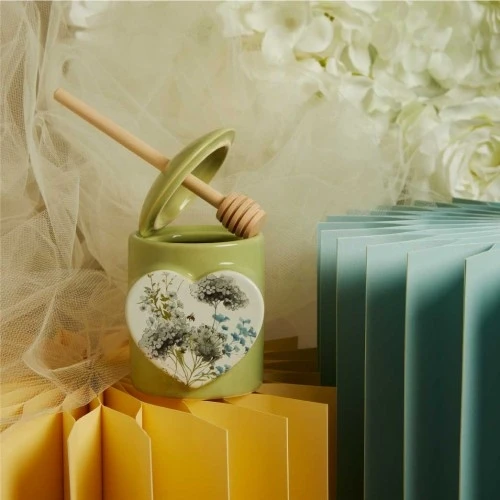 Bomboniera Claraluna Meliera Verde Decoro CUORE Floreale cm.6,5x7,5x9