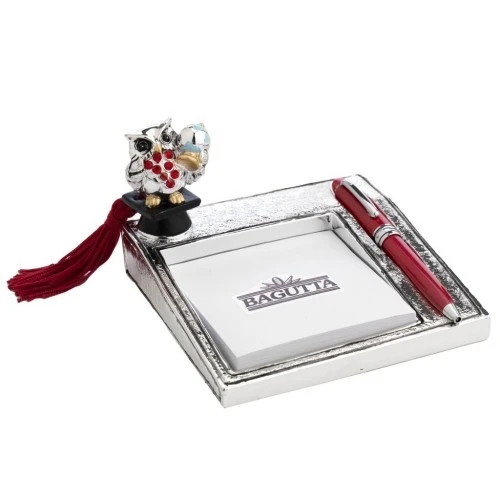 MEMOSTICK 75x75 C/PENNA - GUFO CON MAPPAMONDO