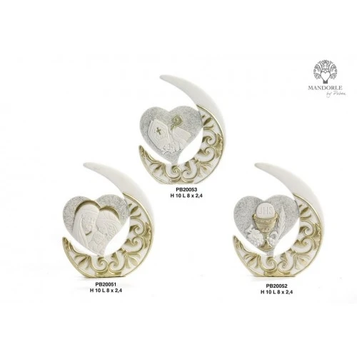 MEZZALUNA E CUORE SACRA FAMIGLIA 10 CM. RESINA