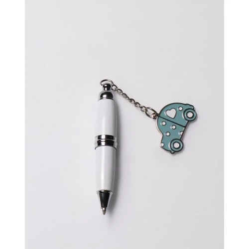 MINI PENNA BIANCA AUTO BLU