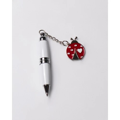 MINI PENNA BIANCA COCCINELLA ROSSA