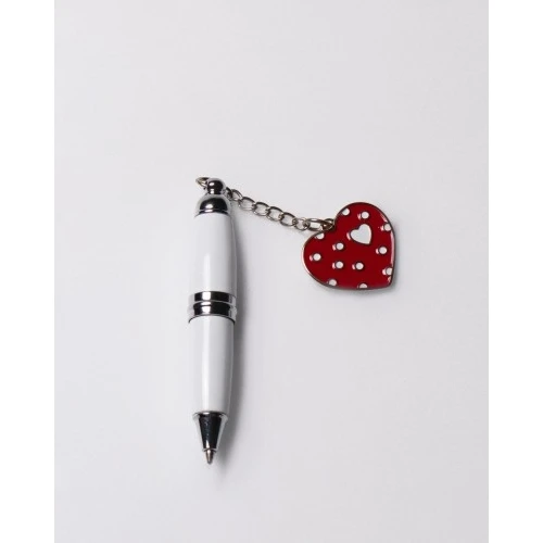 MINI PENNA BIANCA CUORE ROSSO