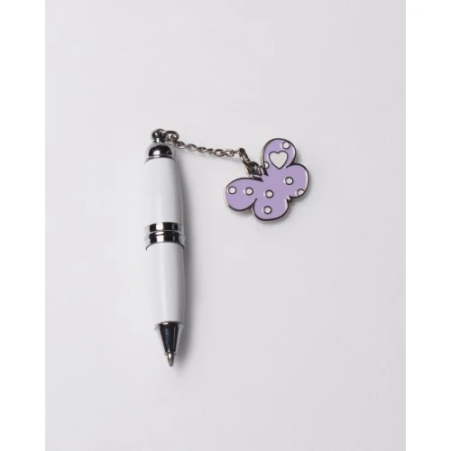 MINI PENNA BIANCA FARFALLA LILLA