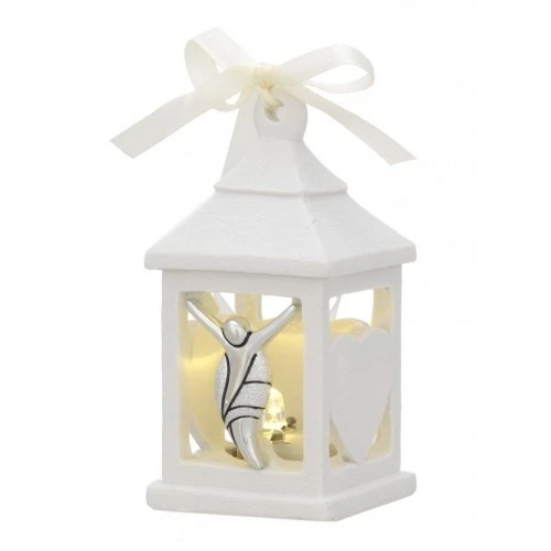 MINILANTERNE BIANCHE CON LUCE E SACRO ARGENTATO - CRISTO