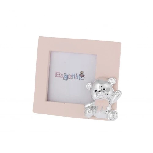 MINIPORTAFOTO 4x4 Orsetto con fiocco - ROSA