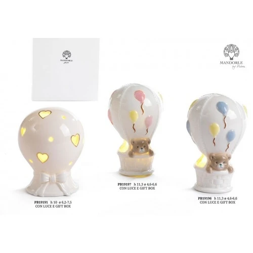 MONGOLFIERA/PALLONC. ROSA 11.3 CM. PORCELLANA LUCE G.BOX