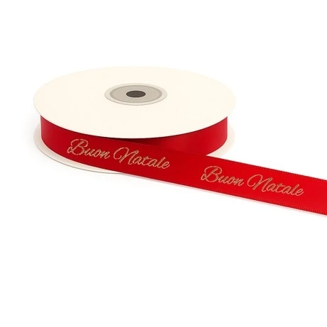 NASTRO BUON NATALE ROSSO 15MM 25MT 