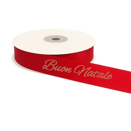 NASTRO BUON NATALE ROSSO 25MM 25MT 