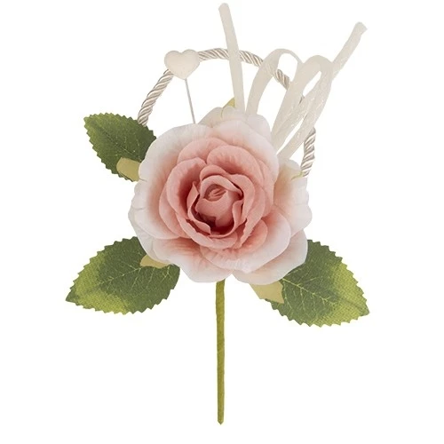 NEW MALIKA RAMO CM.15,5 ROSA ANTICO DECORAZIONE PER SACCHETTO CONFETTI