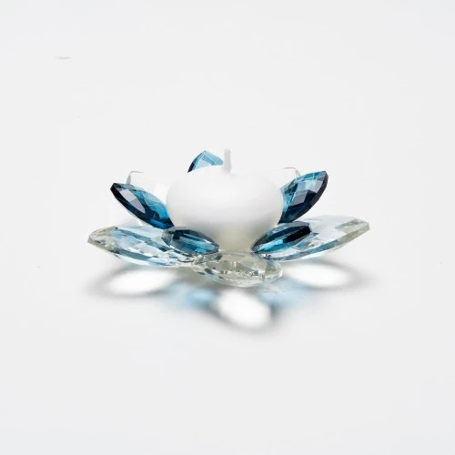 NINFEA CANDELA CRISTALLO GRANDE BLU