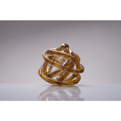 Bomboniera Cuorematto Solidale Nodo d'Amore in Cristallo: Colore Ambra cm.16