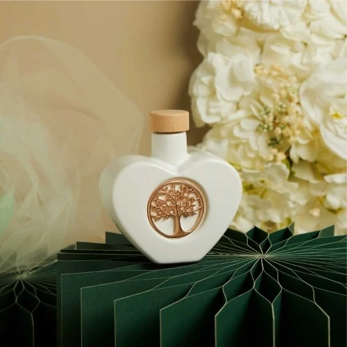 Oliera Claraluna in Porcellana con Albero della Vita Oro Rosa cm.9,5x4,5x9