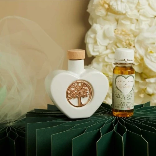 Oliera Claraluna in Porcellana con Albero della Vita Oro Rosa– Bomboniera Gastronomica Speciale cm.9