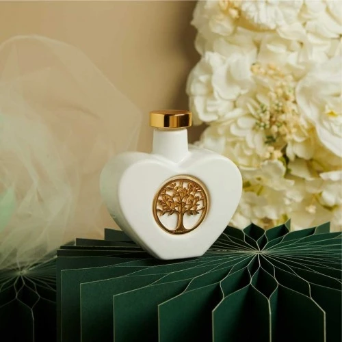 Oliera Claraluna in Porcellana con Albero della Vita Oro cm.9,5x4,5x9