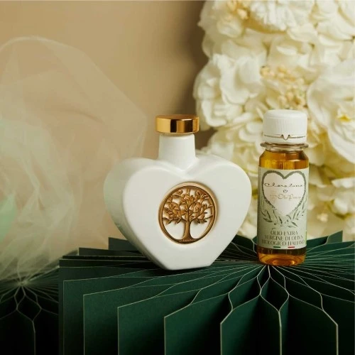 Oliera Claraluna in Porcellana con Albero della Vita Oro – Bomboniera Gastronomica Speciale cm.9,5x4