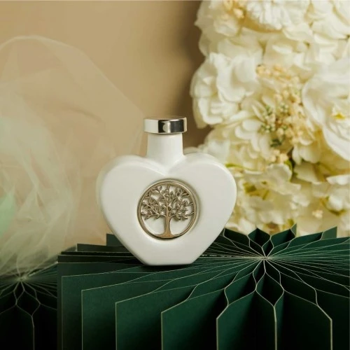 Oliera Claraluna in Porcellana con Albero della Vita Argento cm.9,5x4,5x9