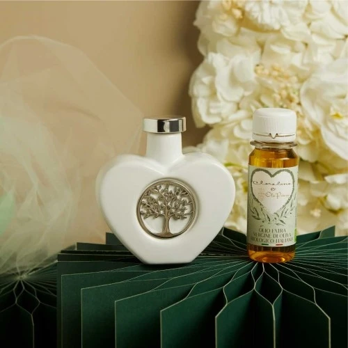 Oliera Claraluna in Porcellana con Albero della Vita Argento – Bomboniera Gastronomica Speciale cm.9