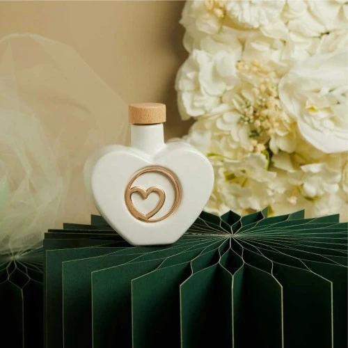 Oliera Claraluna in Porcellana con Cuore Oro rosa – Bomboniera Utile e Gastronomica Speciale cm.9,5x