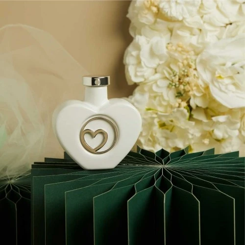 Oliera Claraluna in Porcellana con Cuore Argento cm.9,5x4,5x9