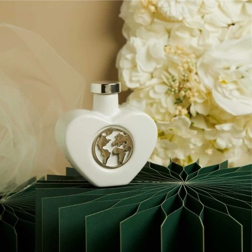 Oliera Claraluna in Porcellana con Mondo Argentato per anniversario 25° cm.9,5x4,5x9