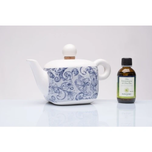 Oliera Porcellana Cuorematto Fregio: Bomboniera Solidale con Olio Bio
