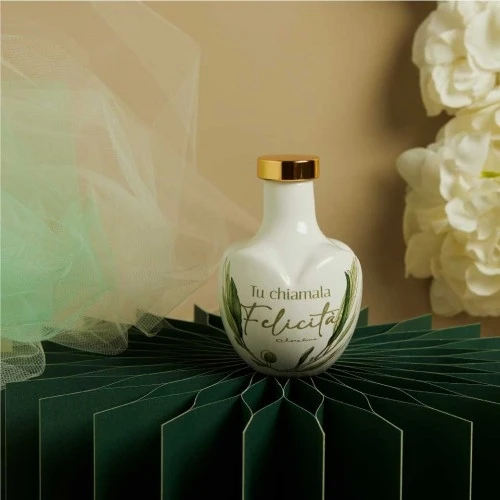 OLIERA CLARALUNA IN PORCELLANA CON DECORO ULIVO CM.7X7X10