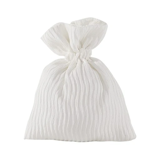 Sacchettino Portaconfetti in Tessuto Plissettato – Eleganza Dinamica e Raffinata cm 8X10 BIANCO