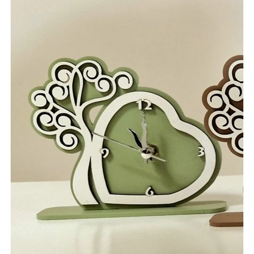 Bomboniera Solidale Cuorematto Orologio a Cuore con Albero della Vita Verde Oliva