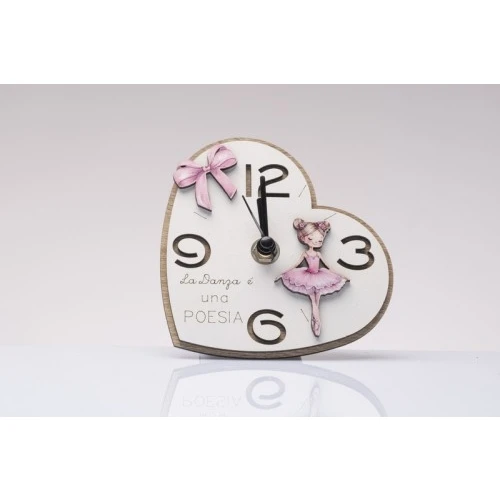 Bomboniera Solidale Comunione Bambina Cuorematto: Orologio con Ballerina Classica cm.11