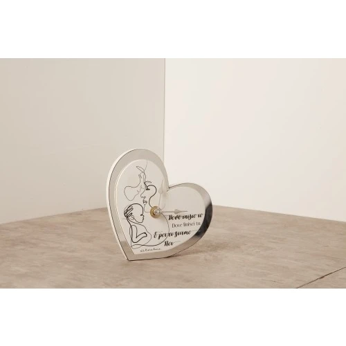 OROLOGIO CUORE SPECCHIO FAMIGLIA