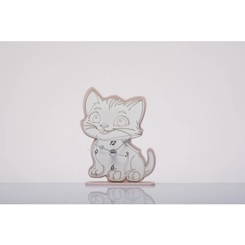 Bomboniera Solidale Nascita e Battesimo Bimba: Orologio Gattino Cuorematto